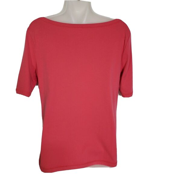 Talbots Womens Tee Size Small Stretch Weekend Tee Boat Neck Short Sleeve Salmond - Picture 2 of 8